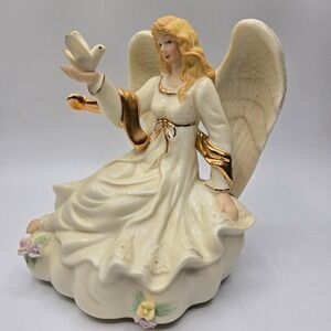 Porcelain Angel Figurine Holding White Dove Musical Box Classic Treasures EUC
